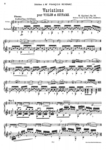 Giuliani - Variations for Violin and Guitar - Scores - Guitar