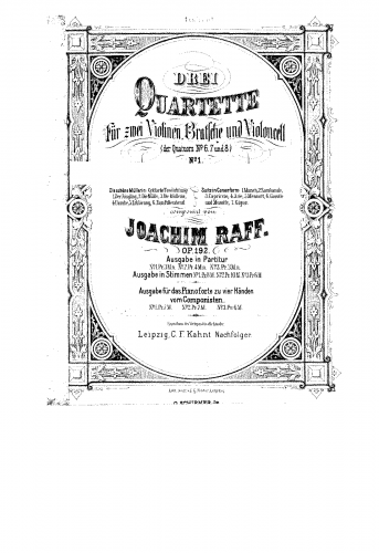 Raff - String Quartet No. 6, Op. 192/1
