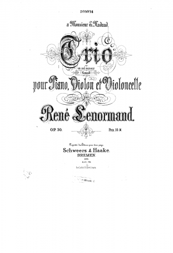 Lenormand - Piano Trio, Op. 30