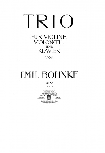 Bohnke - Piano Trio, Op. 5