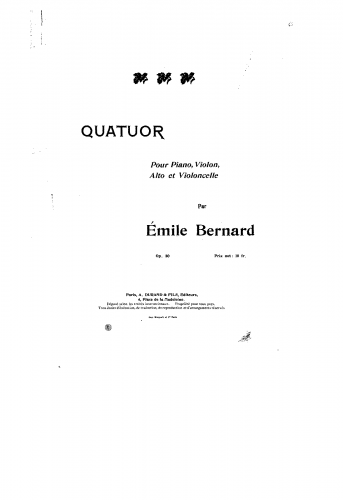Bernard - Piano Quartet, Op. 50