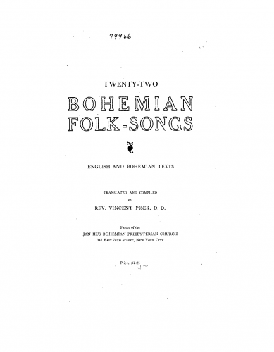 Pisek - 22 Bohemian Folk-Songs - Score