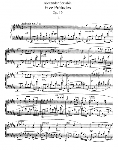 Scriabin - Préludes Op. 16 - Score