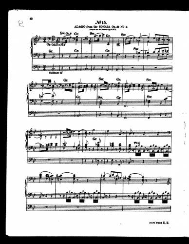 Beethoven - Piano Sonata No. 17 - II. Adagio For Organ Solo (André) - Score