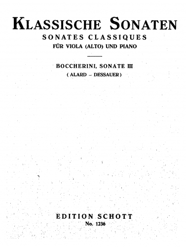 Boccherini - Cello Sonata in G Major, G.5 - For Viola and Piano (Dessauer) - Viola Part