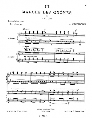 Philipp - Fantasmagories - March des Gnômes (No. 3) For 2 Pianos (Reitlinger) - Score