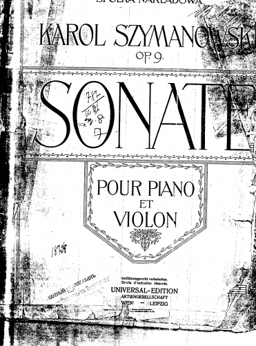 Szymanowski - Sonate pour Violon et Piano