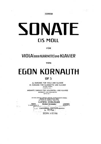 Kornauth - Viola Sonata