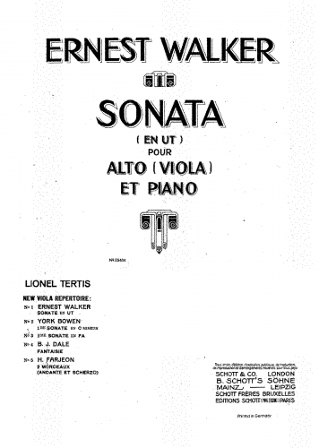 Walker - Sonate en Ut pour alto et piano - Piano Score