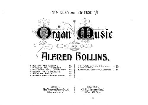 Hollins - Elegy and Berceuse - Score