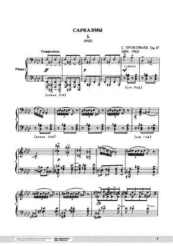 Prokofiev - Sarcasms - Piano Score - Score