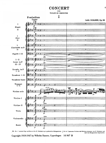 Nielsen - Violin Concerto, Op. 33 - Score