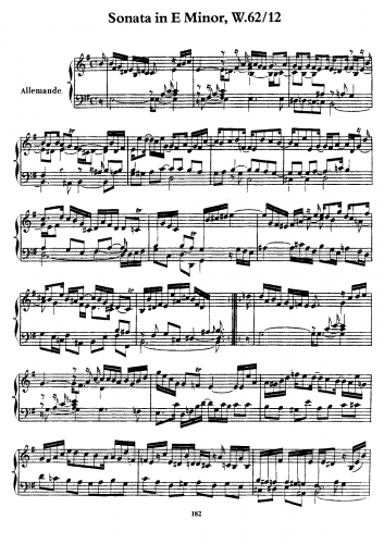 Bach - Sonata in E minor, Wq.62/12 - Score