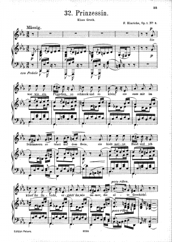 Hinrichs - Lieder, Op. 1 - 1. Prinzessin