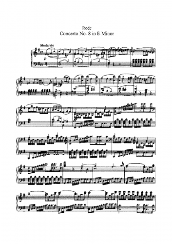 Rode - Violin Concerto No. 8 - For Violin and Piano - Violin and Piano score, Violin part