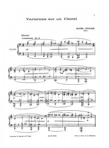 Roger-Ducasse - Variations sur un choral - Score