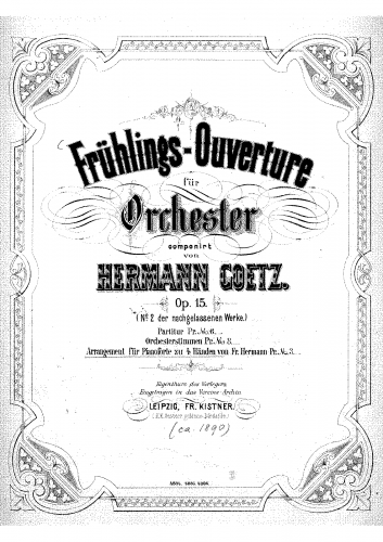 Goetz - Frühlings-Ouvertüre - For Piano 4 hands (Hermann) - Score