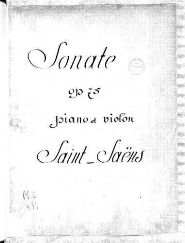 Saint-Saëns - Violin Sonata No. 1, Op. 75 - Scores and Parts - Score