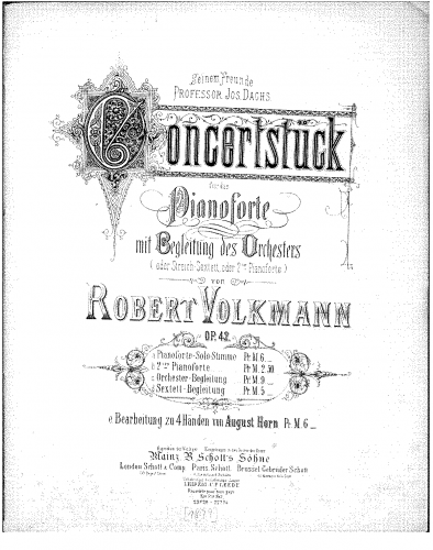 Volkmann - Konzertstück - For 2 Pianos - Score