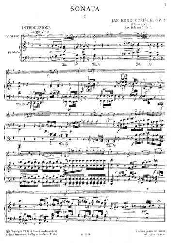 Vo?íek - Violin Sonata, Op. 5 - Score - complete