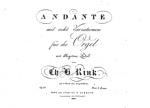 Rinck -  - Andante with 8 Variations