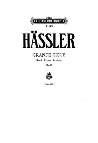 Hässler - Grand Gigue in D minor, Op. 31 - Piano Score - Piano Score