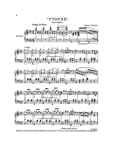 Contant - Yvonne : Valse Caprice - Score
