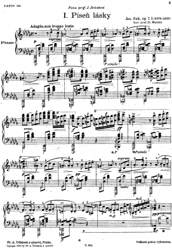 Suk - Piano Pieces, Op. 7 - Score