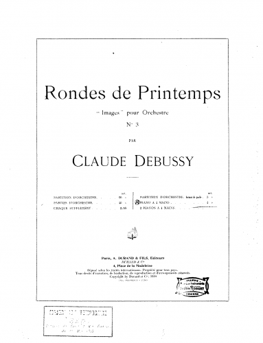 Debussy - Images - Rondes de Printemps (No. 3) For Piano 4 hands (Caplet) - Score