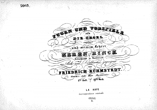Kühmstedt - Fugen und Vorspiele für die Orgel - Score