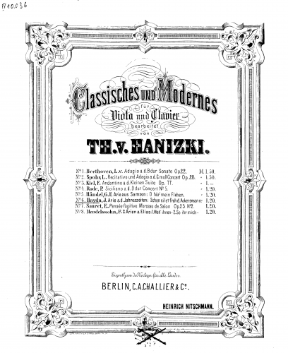 Haydn - Die Jahreszeiten - Arie: Schon eilet froh der Akkermann (No. 4) For Viola and Piano (Hanizki)