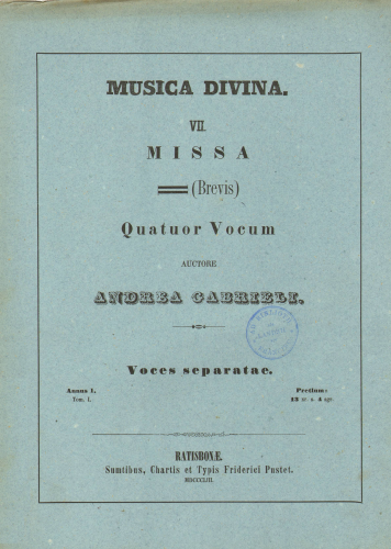 Gabrieli - Missa brevis quatuor vocum
