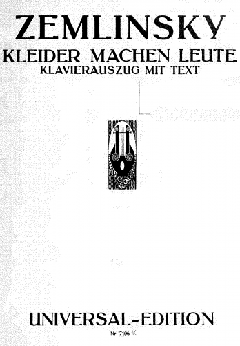 Zemlinsky - Kleider machen Leute - Vocal Score Revised Version (1922) - Score