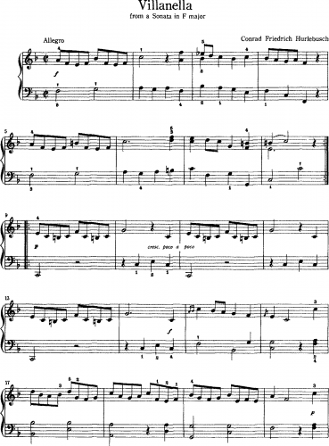 Hurlebusch - Sonata in F - Excerpts For piano (unknown) - Score