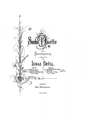 Brüll - 3 Duets, Op. 75 - Score