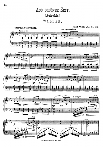 Waldteufel - Autrefois - For Piano solo - Score