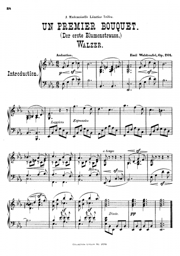 Waldteufel - Un premier Bouquet - For Piano solo - Score