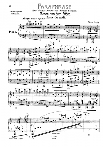Schütt - Concert Paraphrases on J. Strauss's Waltz Motifs - No. 5 - Rosen aus dem Süden (Roses from the South)