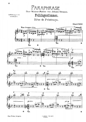 Schütt - Concert Paraphrases on J. Strauss's Waltz Motifs - No. 12 - Frühlingstimmen (Voices of Spring)