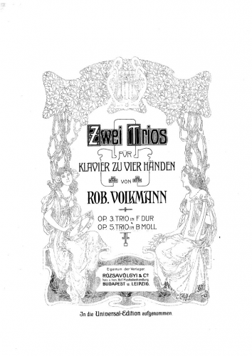 Volkmann - Piano Trio No. 2 - For Piano 4 hands - Score