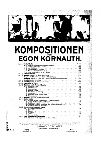Kornauth - 3 Klavierstücke, Op. 23 - Score