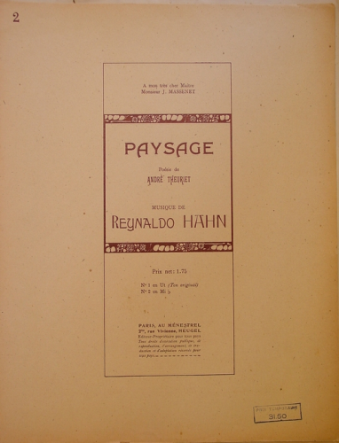 Hahn - Paysage - Score