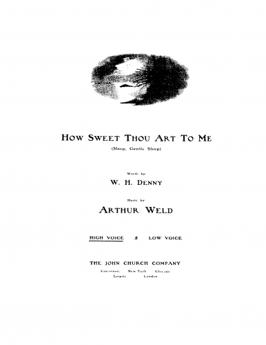 Weld - The Unwelcome Guest - Vocal Score Tenor solo - "How Sweet Thou Art to Me" (Sleep, Gentle Sleep) - Score