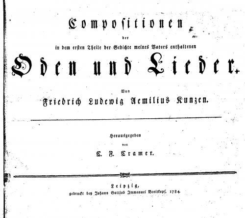 Kunzen - Odes and Songs - Score