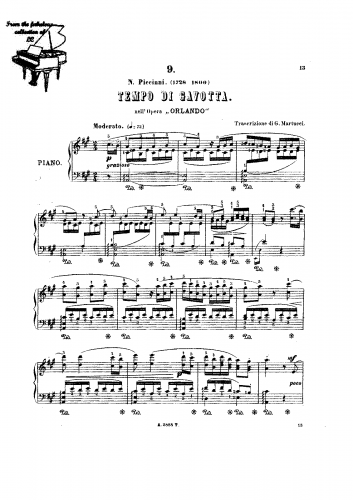 Piccinni - Roland - Tempo di Gavotta For Piano solo (Martucci) - Score