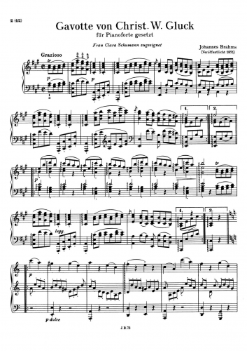 Gluck - Iphigénie en Aulide - Gavotte For Piano solo (Brahms) - Score