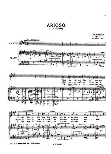 Sibelius - Arioso - Vocal Score - Voice and Piano