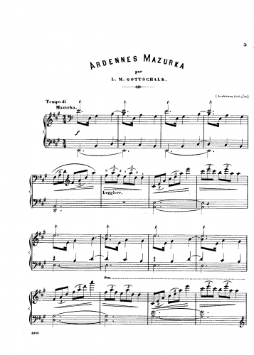 Gottschalk - Ardennes Mazurka - Score