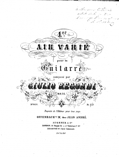 Regondi - 1er Air Varie - Score
