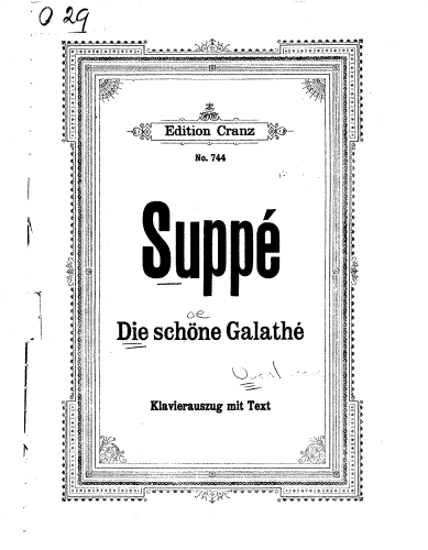 Suppé - Die schöne Galathée - Vocal Score - Score